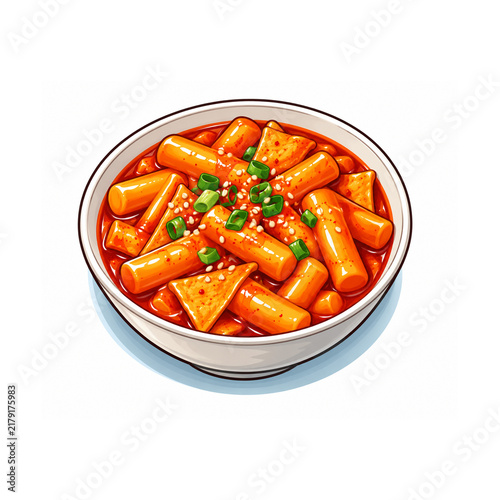 Korean Tteokbokki Rice Cakes in Spicy Red Sauce
