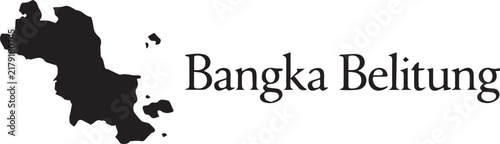 Black silhouette map of bangka belitung province in indonesia isolated on a plain white background