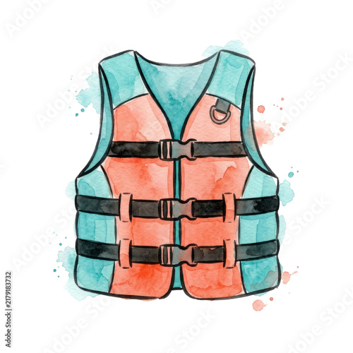 Bright Colored Sport Life Vest Clip Art for Water Sports