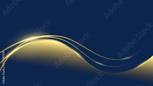 Gold glow wavy lines on dark navy background