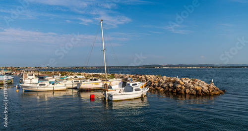 Fishing boats in the Pointe Courte district of Sète, Occitanie, France.