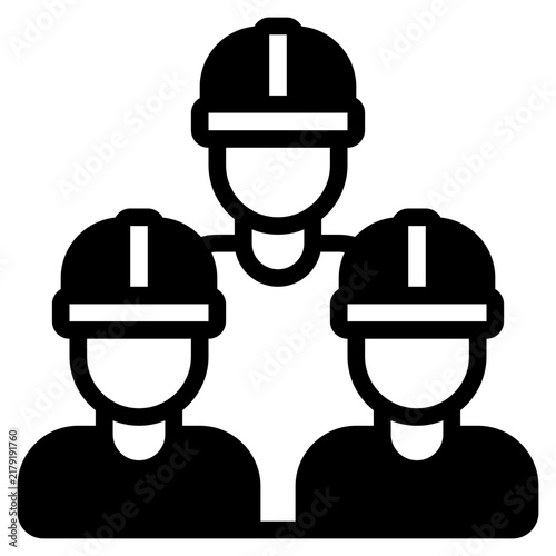 Flat style illustration featuring three construction workers wearing hard hats. Ideal for construction and safety-related projects.