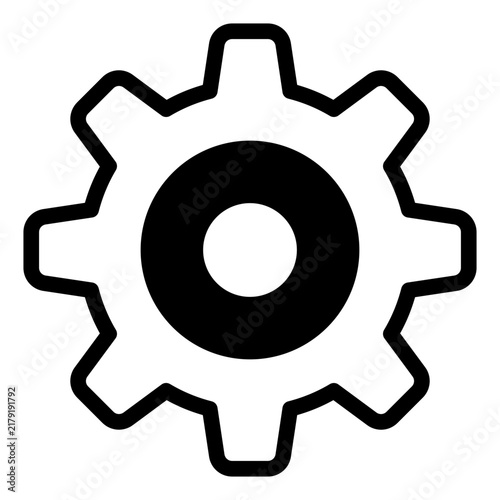 A flat design illustration of a colorful gear icon featuring a yellow outer layer and a red center. Suitable for technology and engineering themes.