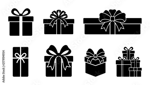 Gift Box Icons, Present Vector Set, Celebration Packaging Graphics, Holiday Surprise Boxes, Birthday Presents, Festive Packaging Elements