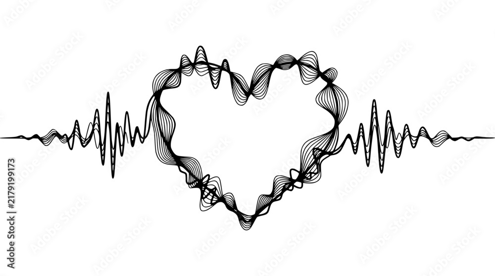 Fototapeta premium Abstract Heart Shape Sound Wave