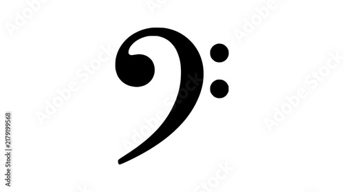 Foto Isolated Black Bass Clef Symbol on Transparent Background