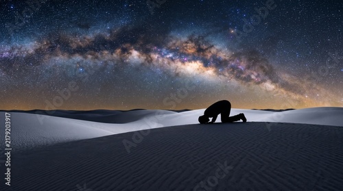 Naklejka Man praying night