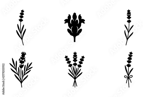 Minimalist Lavender Icons, Delicate Floral Vector Graphics, Botanical Sprig Illustrations, Elegant Herb Silhouettes for Branding and Design