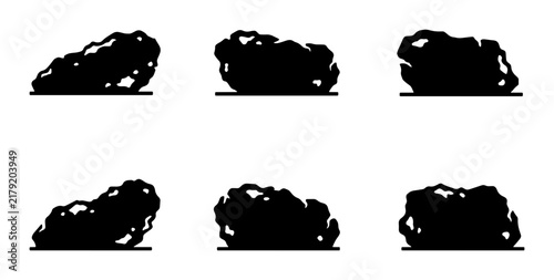 Six Black Silhouette Bushes, Vector Art Collection, Isolated Nature Elements, Garden Design Assets, Landscape Design Components