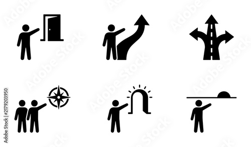 Decision Making Icons: Path Choices, Direction, Opportunity, Navigation, Strategy, Business Solutions