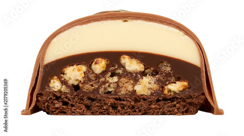 Quadro su tela Decadent chocolate truffle with creamy filling and crunchy nuts, isolated on tra