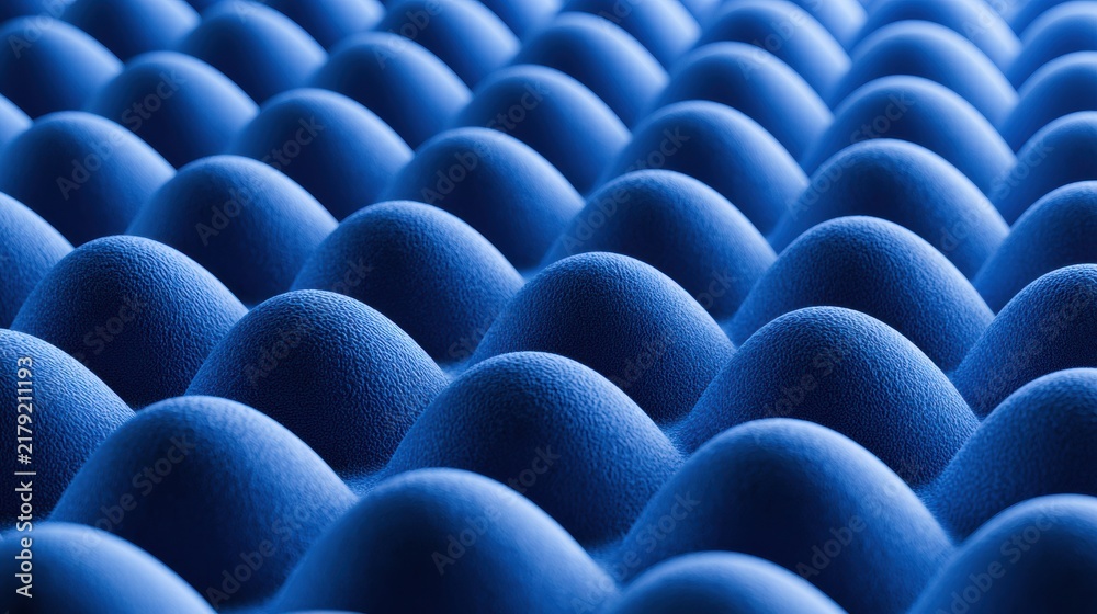 Obraz premium A blue soft grid made of rounded bumps with a tactile surface, set against a simple modern backdrop.
