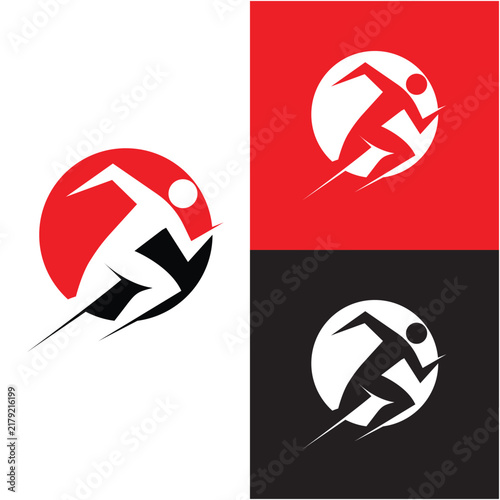 Running Man silhouette Logo, Marathon logo vector illustration icon template with a modern concept