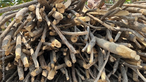 Konstfotografi Pile of dry chopped twigs and branches for firewood background