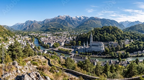 France Lourdes Sanctuary Town Panorama