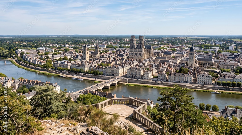 Obraz premium France Orléans Historic River City View