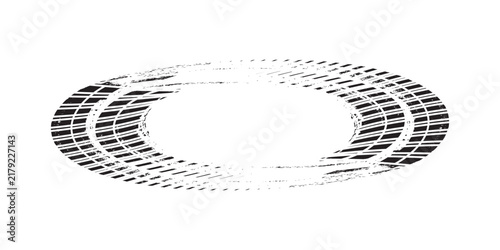 Grunge Circular Tire Track Ring Skid Mark Wheel Tread Stamp Abstract Texture Background