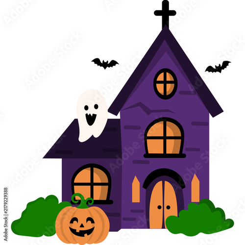  Halloween Haunted House Illustration