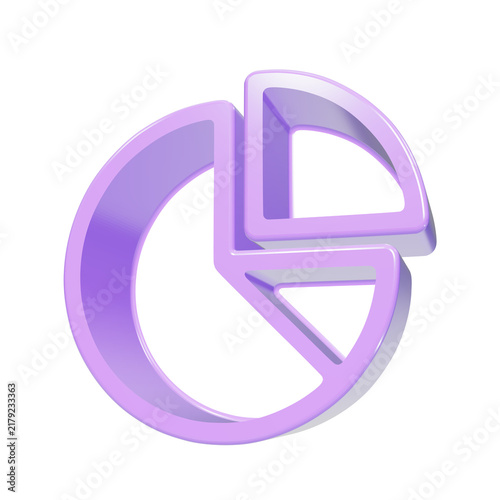 Modern Purple 3D Pie Chart for Data Visualization Statistics and Business Marketing Presentation