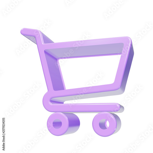 Purple Shopping Cart Icon 3D Glossy Render for Ecommerce Retail Business Checkout Website Interface