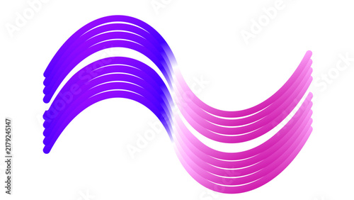 Purple curved strokes form an abstract wave pattern on white backdrop.