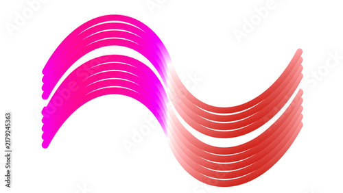 Pink curved waves flow horizontally across a bright white background.