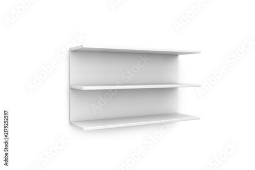 Modern White Four-Level Wall-Mounted Shelving Unit with Clean Architectural Design