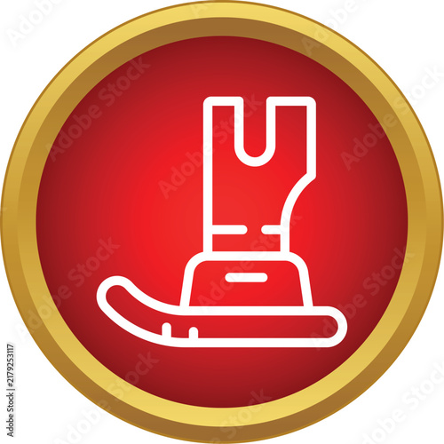 Obraz na płótnie White presser foot symbol on a vibrant red and gold circle icon