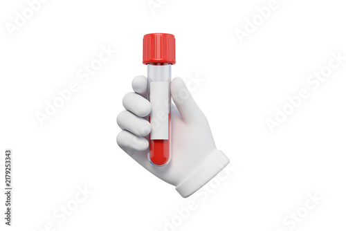 White Gloved Hand Shows Test Tube Containing Red Sample with Blank Label Area