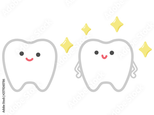 かわいい健康な歯のキャラクターのイラストセット