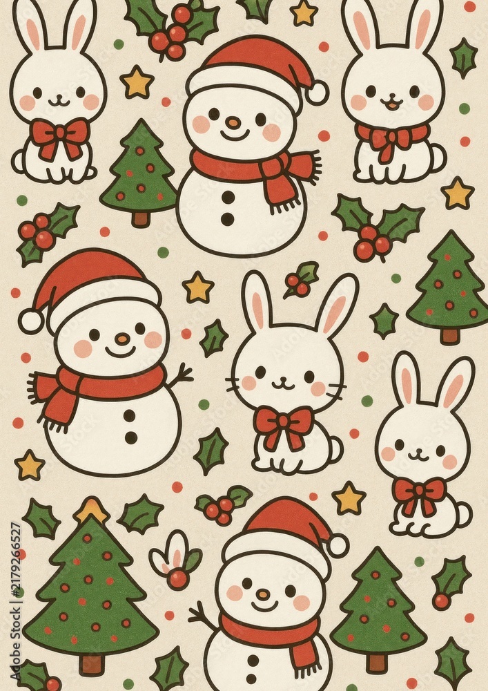 Fototapeta premium Cute festive winter pattern.