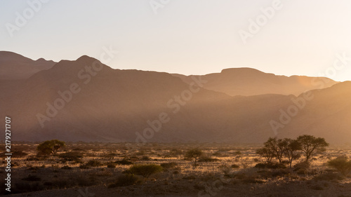 Desert mountains in warm evening light, Namibia