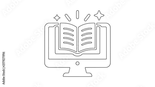 Online learning screen, educational concept, modern visual element, animated icon