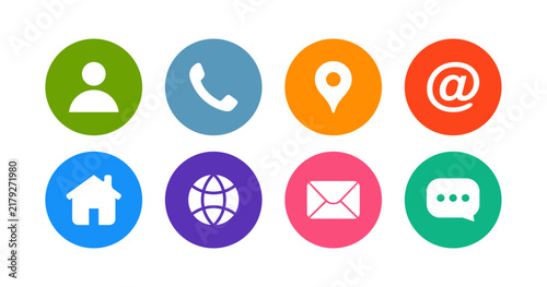 Contact Us Buttons Set in Multiple Color