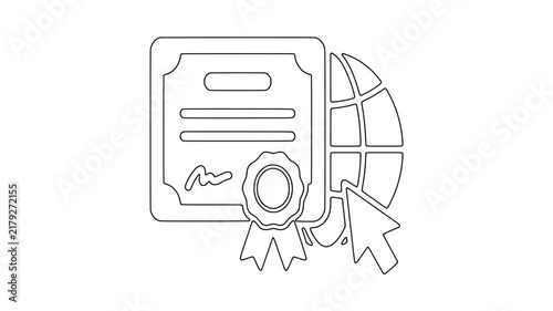 Global education certificate, professional concept illustration, clean visual, animated icon