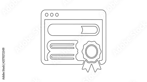 Online certificate, educational concept, modern visual element, animated icon