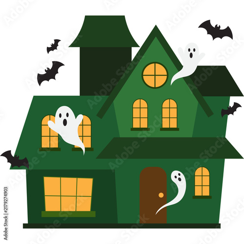 Obraz na plátne Halloween Haunted House Illustration