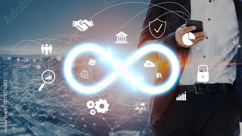 Cuadro en lienzo Infinity concept, limitless business potential, innovation opportunities, forward-thinking strategy, and embracing endless possibilities for creative growth and future development