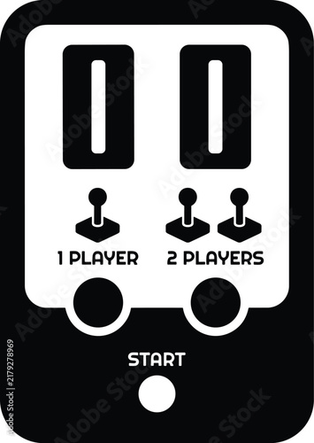 Obraz w ramie Retro arcade game machine control panel vector