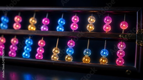 Neon colored spherical incandescent light bulbs display.