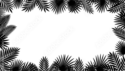 Bild auf Leinwand Tropical design with this vector black solid palm leaf frame silhouette clipart,