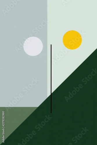 Modern abstract composition featuring soft organic shapes elements to convey a sense of calm and clarity on a minimalist background.