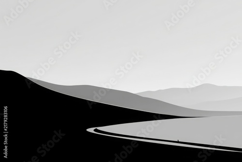 Modern abstract composition featuring soft organic shapes elements to convey a sense of calm and clarity on a minimalist background.