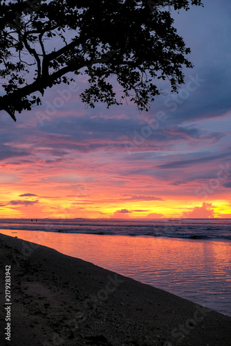 Colorful sunset sky at Krui Beach, Lampung