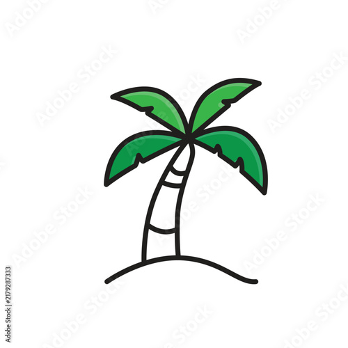 Palm icon. summer. A tropical palm tree icon representing summer, beaches, and exotic destinations. Mixed design style
