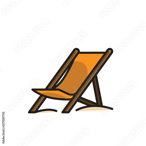 Beach Chair icon. summer. A beach lounge chair icon representing relaxation, and summer vacations by the sea. Isometric design style