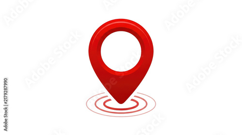 Red map location pin icon on a white background isolated on transparent background