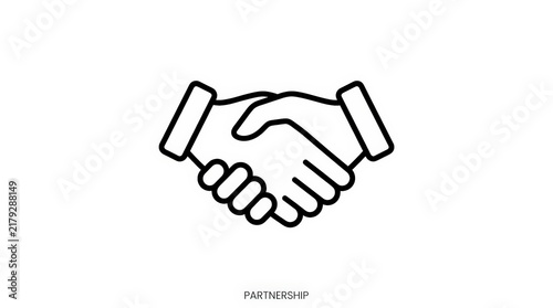 Minimalist Line Art Handshake Icon Symbolizing Partnership and Collaboration