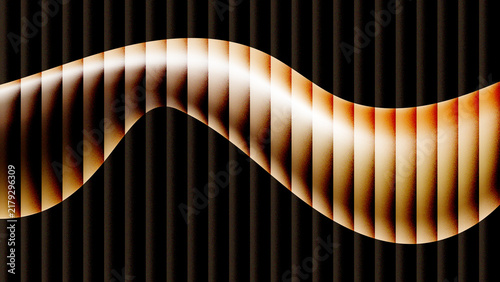 Cuadro en lienzo Abstract 3D Golden Wave Ribbon with Vertical Stripe Texture and glassy elegant effect