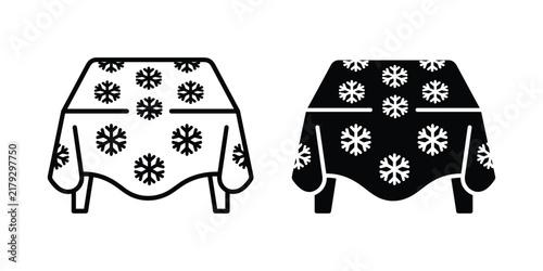 Winter tablecloth vector illustration featuring snowflake patterns